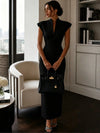 Elegant Stand Collar Bodycon Midi Dress for Women