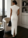 Elegant Stand Collar Bodycon Midi Dress for Women