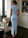 Elegant Stand Collar Bodycon Midi Dress for Women