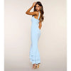 Elegant Light Blue Ruffle Midi Dress for Women