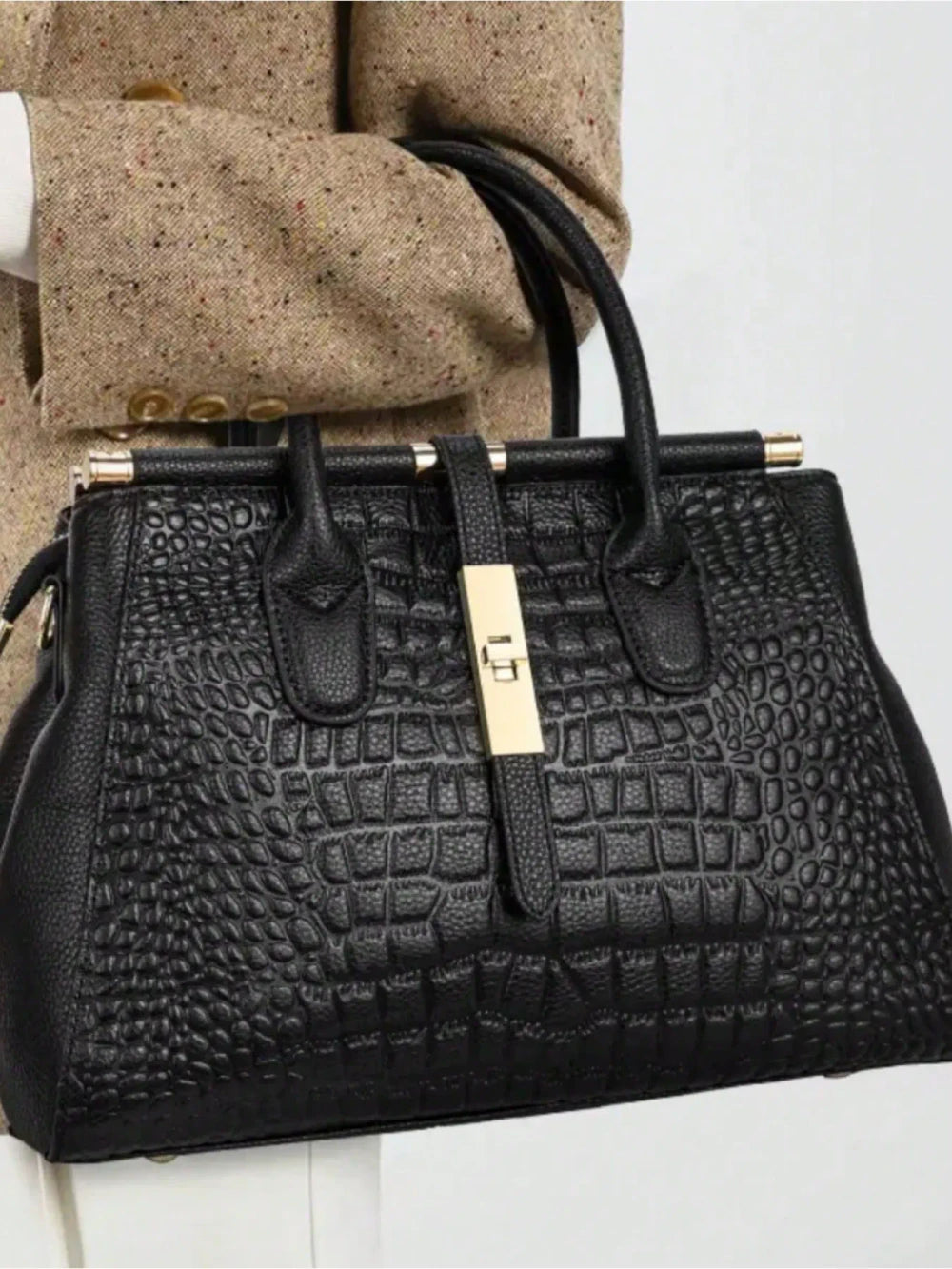 Crocodile Pattern Commuter Handbag