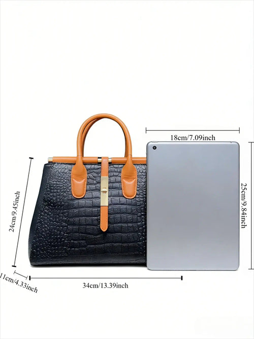 Crocodile Pattern Commuter Handbag