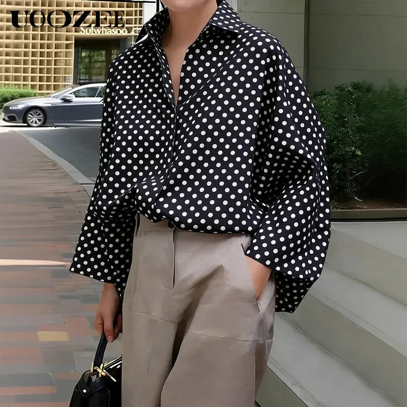 Oversized Collared Polyester Blouse