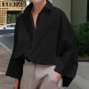 Oversized Collared Polyester Blouse