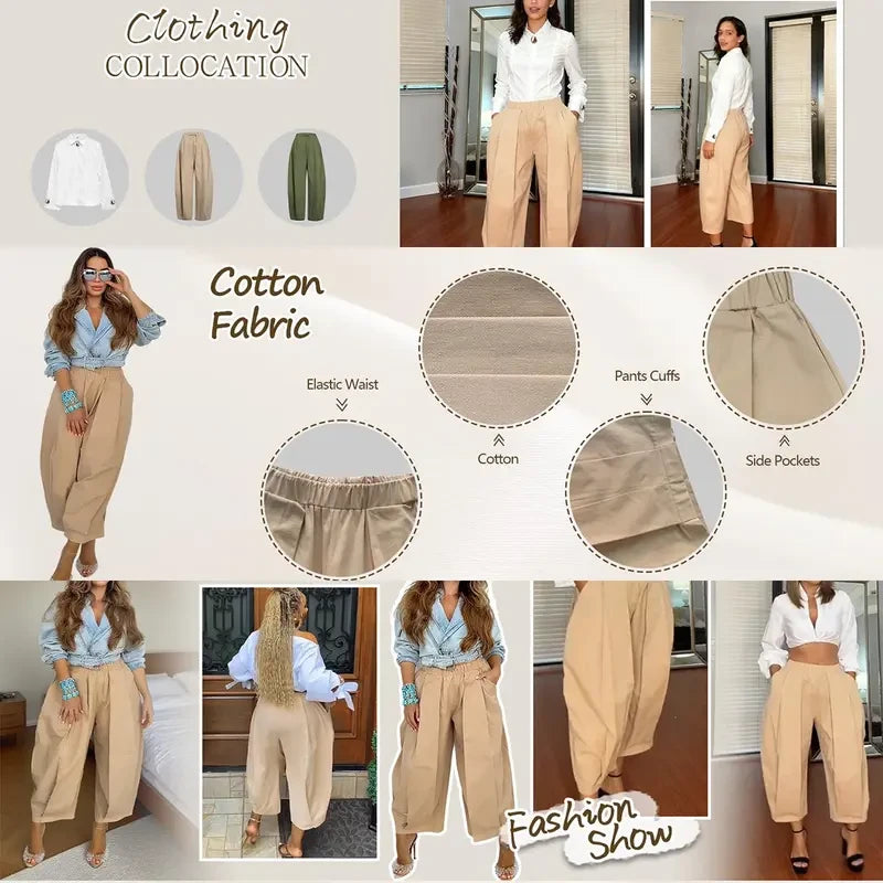 Cotton Basic Baggy Pants